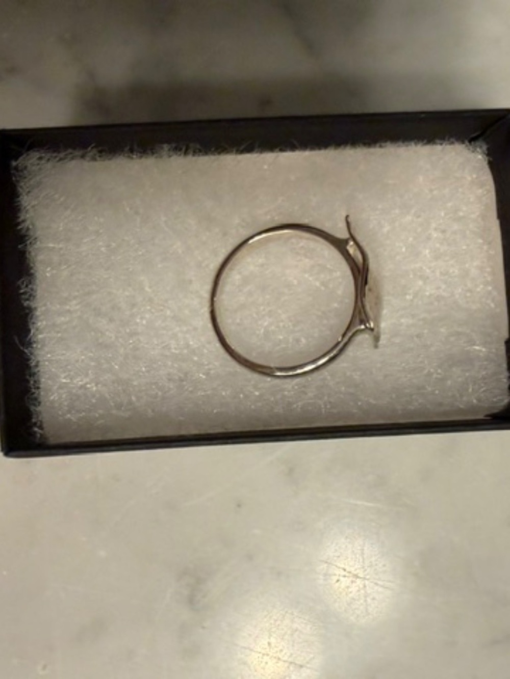 Silver Hammered Rectangular Ring - Picture 4 of 8